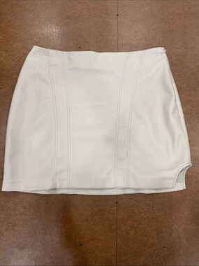 NWT Endless Summer Lined Tan Vegan Leather Mini Skirt - Clean Panel Detailing Sz